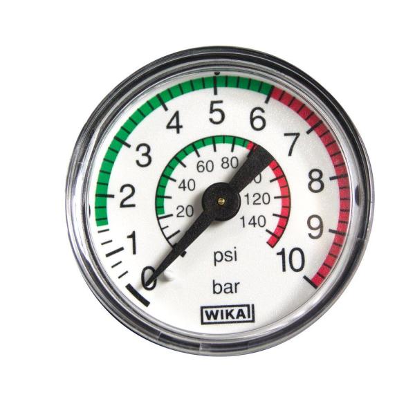 MESTO Manometer 6701 seitliche Ansicht zur Druckanzeige in bar und psi
